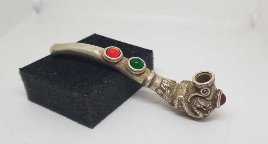 ÜZERİ DOĞAL TAŞLI VE DAMGALI NADİR TİPTE UZAKDOĞU SİGARA AĞIZLIĞI