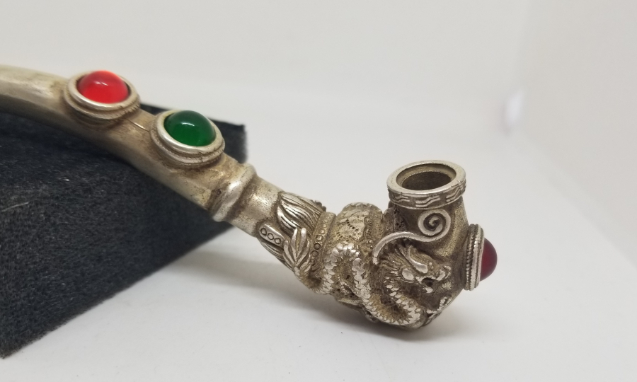 ÜZERİ DOĞAL TAŞLI VE DAMGALI NADİR TİPTE UZAKDOĞU SİGARA AĞIZLIĞI