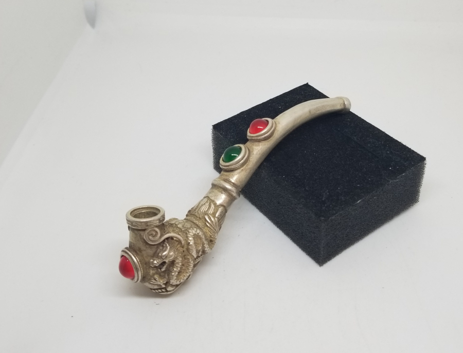 ÜZERİ DOĞAL TAŞLI VE DAMGALI NADİR TİPTE UZAKDOĞU SİGARA AĞIZLIĞI