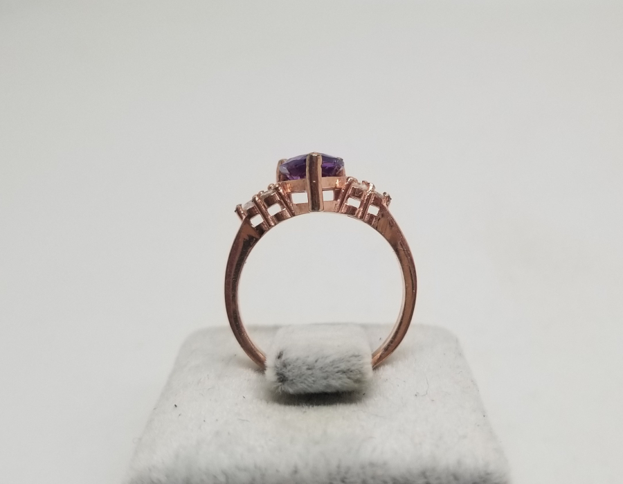 PIRLANTA VE AMETİST TAŞLI DAMLA MODEL ÖZEL YAPIM YÜZÜK