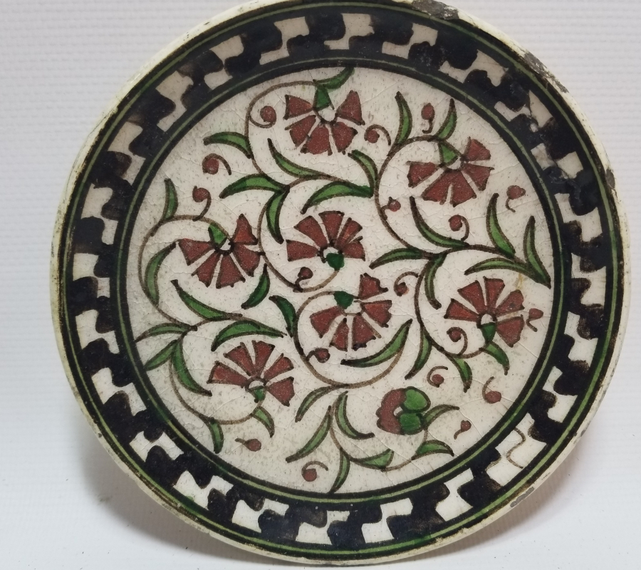 NADİR RENKTE ANTİKA KÜTAHYA KARANFİLLİ DUVAR TABAĞI