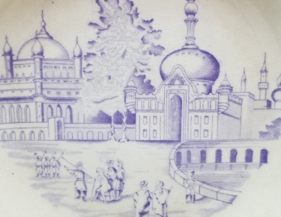 ORYANTALİST GÖRSELLİ OSMANLI DÖNEMİ PORSELEN TABAK