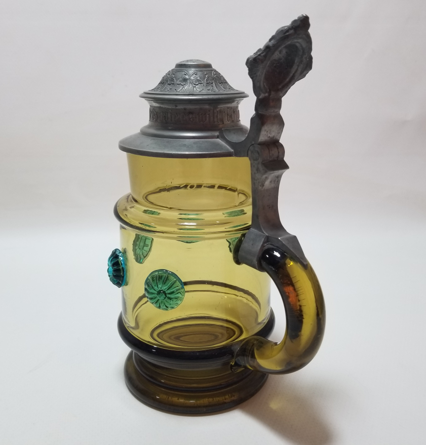 KABARTMA İŞÇİLİKLİ NADİR TİPTE ANTİKA TANKART - BİRA BARDAĞI