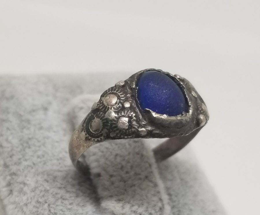 ÜZERİ DOĞAL TAŞLI OSMANLI DÖNEMİ SİVRİHİSAR YAPIMI GÜMÜŞ YÜZÜK