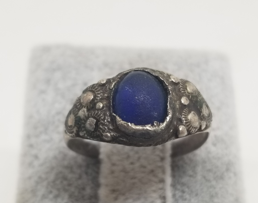 ÜZERİ DOĞAL TAŞLI OSMANLI DÖNEMİ SİVRİHİSAR YAPIMI GÜMÜŞ YÜZÜK