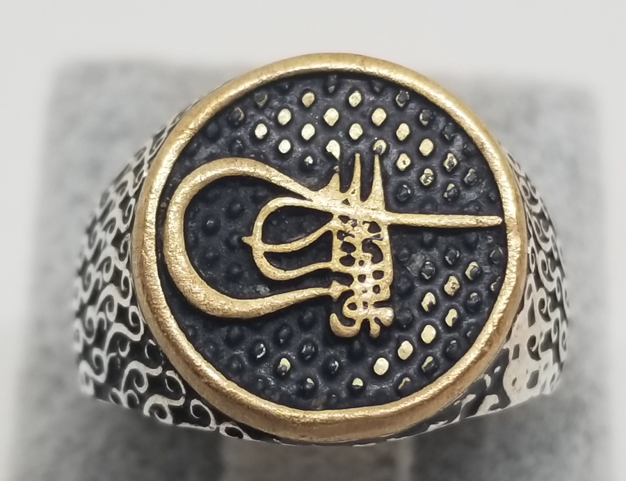 ÜZERİ TUĞRA FORMLU GÜMÜŞ YÜZÜK