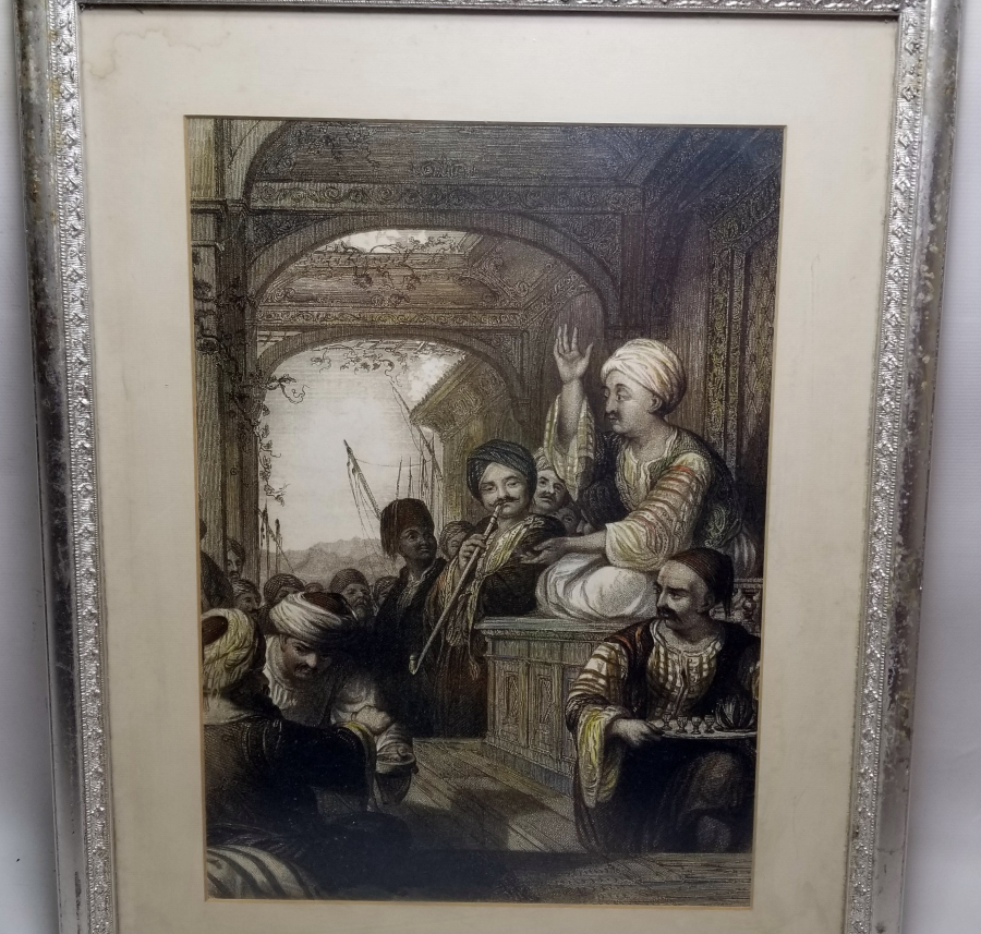 KAHVEDE YENİÇERİ AĞALARI GÖRSELLİ ANTİKA GRAVÜR