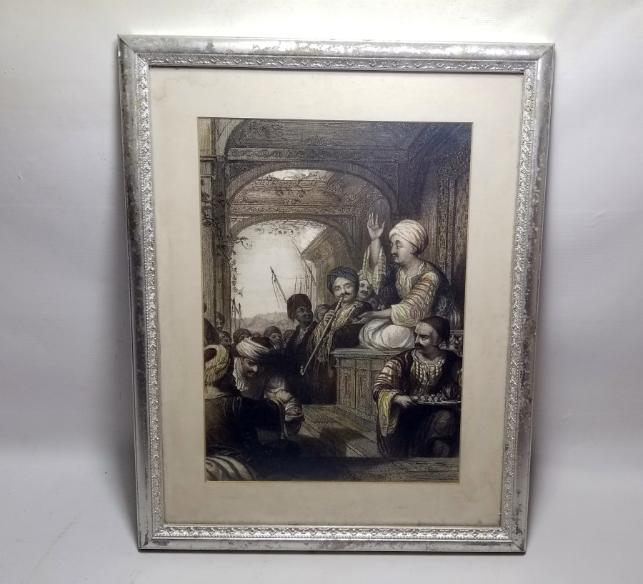 KAHVEDE YENİÇERİ AĞALARI GÖRSELLİ ANTİKA GRAVÜR