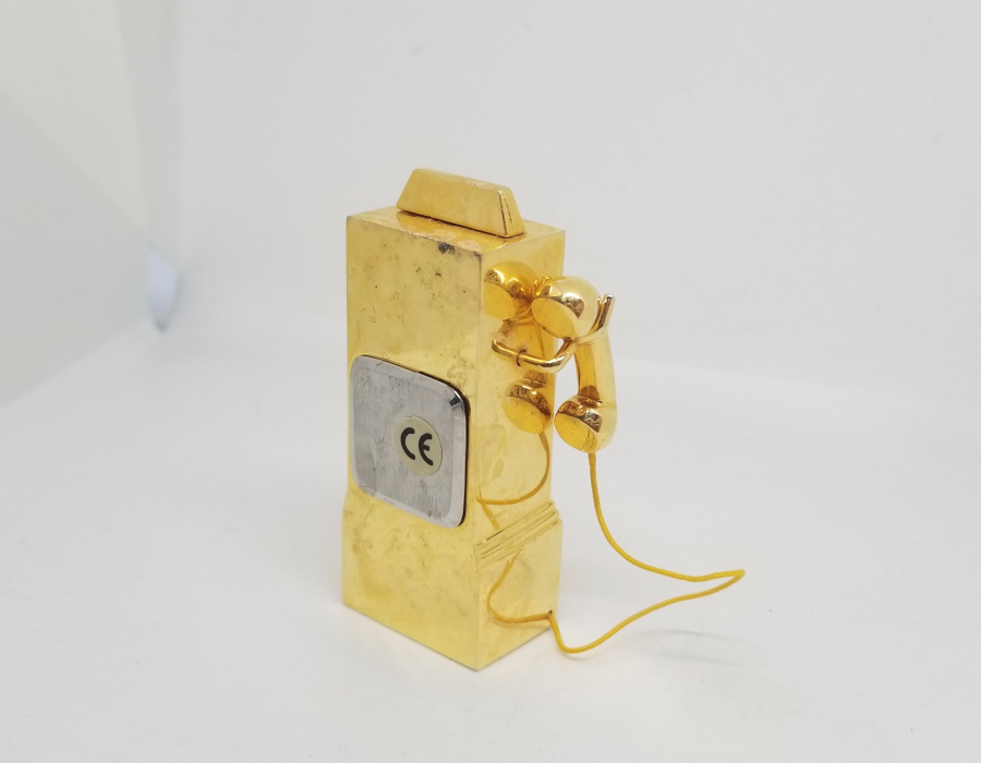 TELEFON KULÜBESİ FORMUNDA YAPILMIŞ ANTİKA MİNİ MASAÜSTÜ SAAT