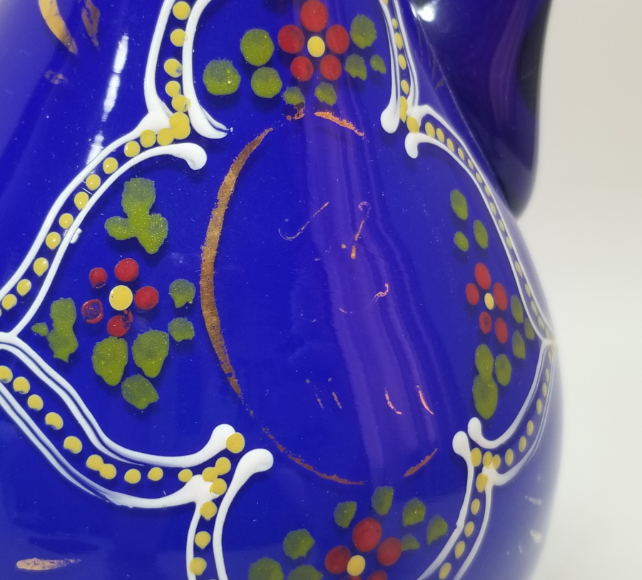 ÜFLEME CAMDAN MAMUL SANATÇI İMZALI EL BOYAMA ÖZEL YAPIM ANTİKA ZEMZEMLİK