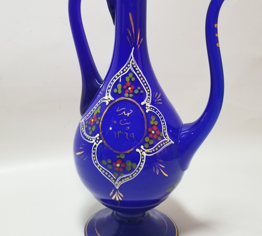 ÜFLEME CAMDAN MAMUL SANATÇI İMZALI EL BOYAMA ÖZEL YAPIM ANTİKA ZEMZEMLİK