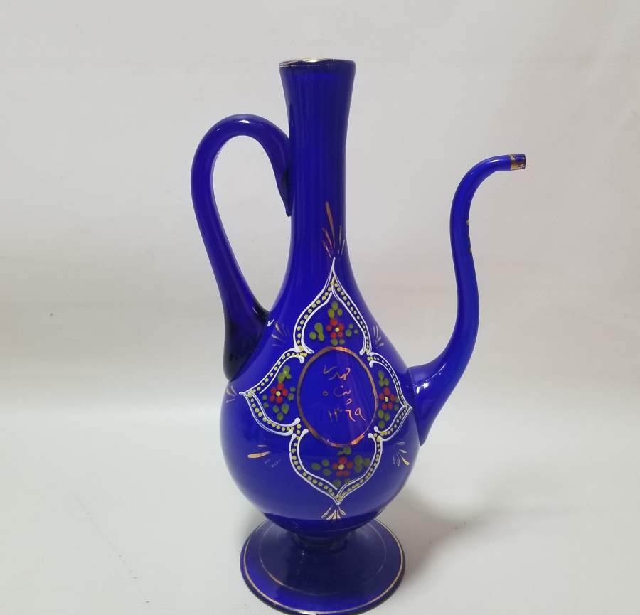 ÜFLEME CAMDAN MAMUL SANATÇI İMZALI EL BOYAMA ÖZEL YAPIM ANTİKA ZEMZEMLİK