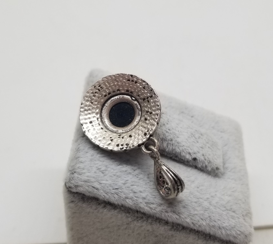 SİYAH AKİK TAŞLI GÜMÜŞ KOLYE UCU