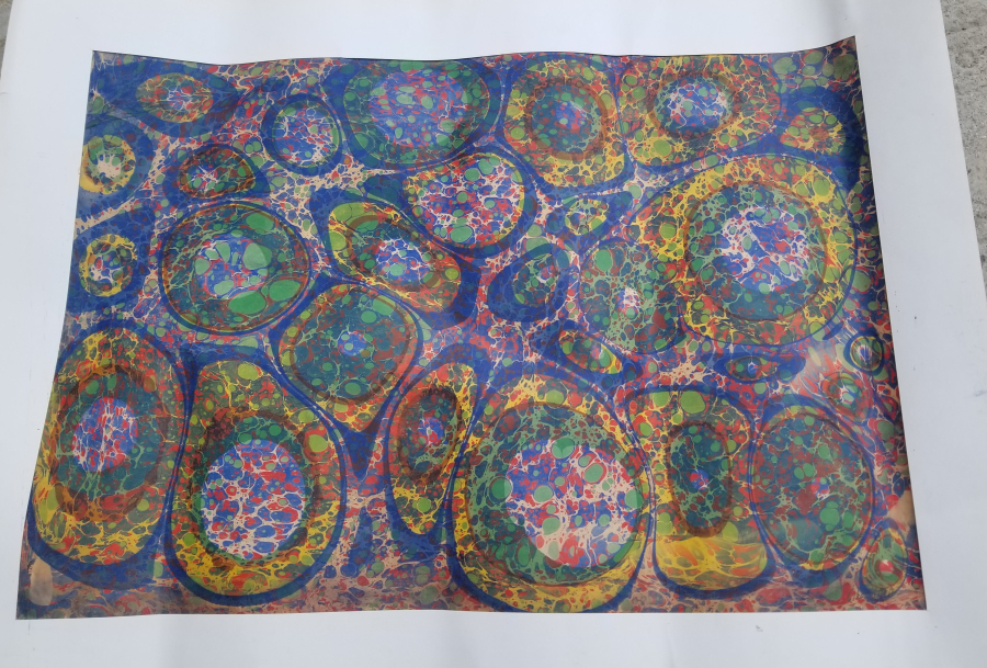 EL YAPIMI SANATÇI İMZALI ÇERÇEVESİZ EBRU PANO