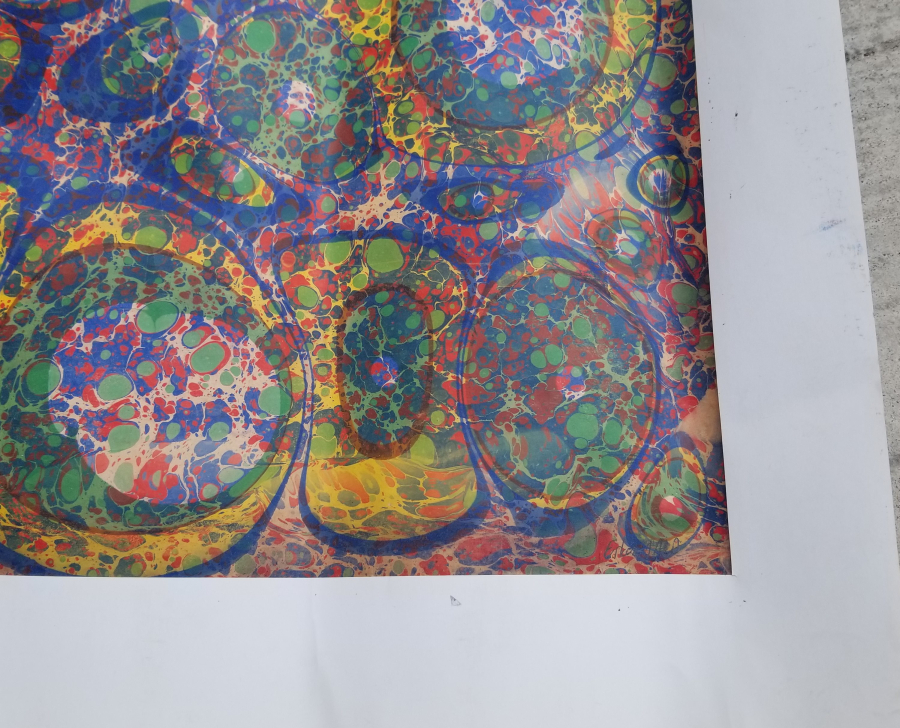 EL YAPIMI SANATÇI İMZALI ÇERÇEVESİZ EBRU PANO