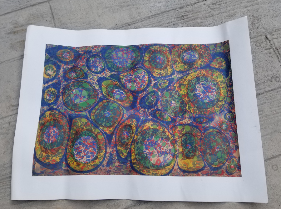 EL YAPIMI SANATÇI İMZALI ÇERÇEVESİZ EBRU PANO