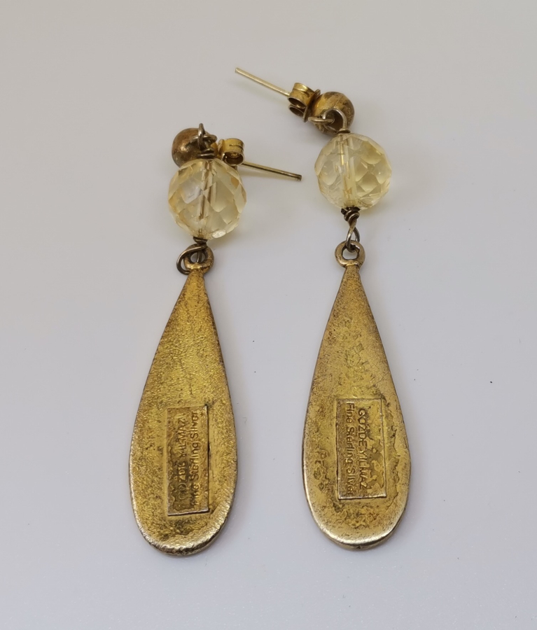 ÖZEL YAPIM ALTIN KAPLAMA GÜMÜŞ KÜPE