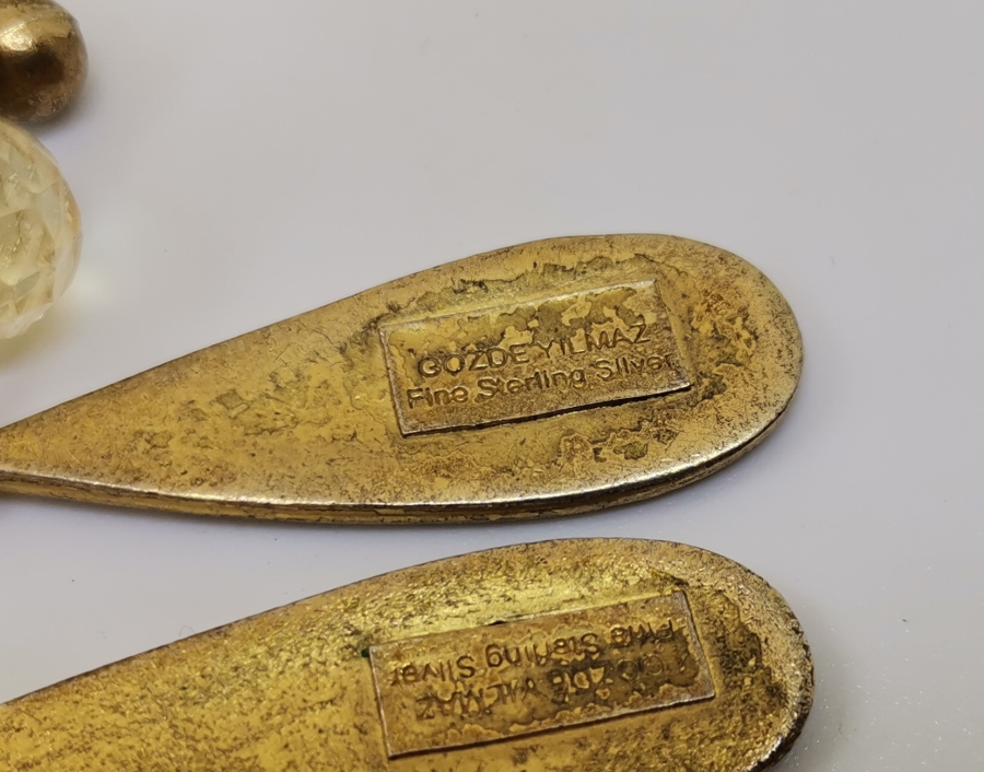 ÖZEL YAPIM ALTIN KAPLAMA GÜMÜŞ KÜPE