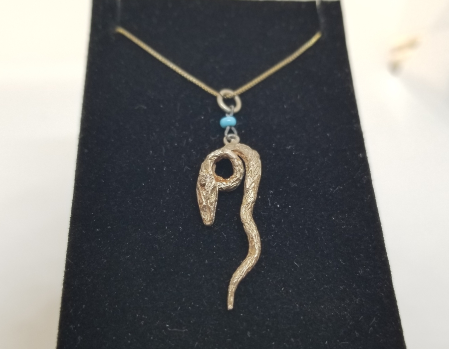 ÖZEL YAPIM YILAN FORMLU ANTİKA KOLYE KÜPE TAKIMI