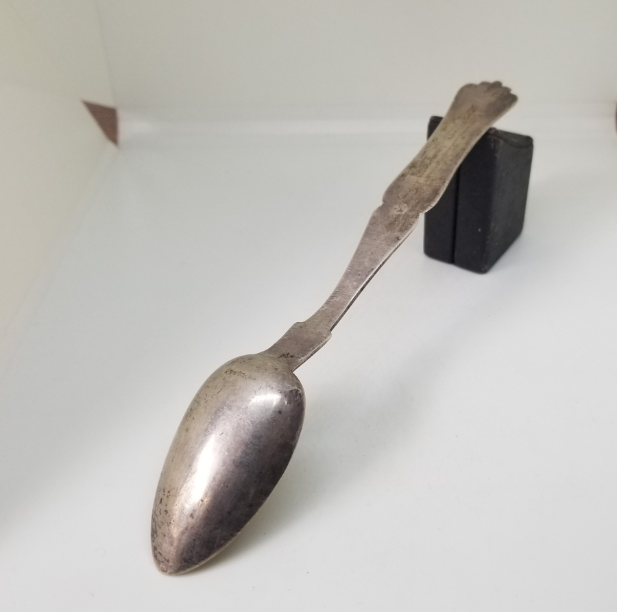 ÜZERİ RUMCA İNSİYALLİ OSMANLI DÖNEMİ AZNAVUR İŞÇİLİKLİ GÜMÜŞ KAŞIK