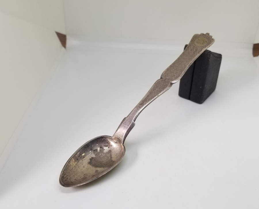 ÜZERİ RUMCA İNSİYALLİ OSMANLI DÖNEMİ AZNAVUR İŞÇİLİKLİ GÜMÜŞ KAŞIK