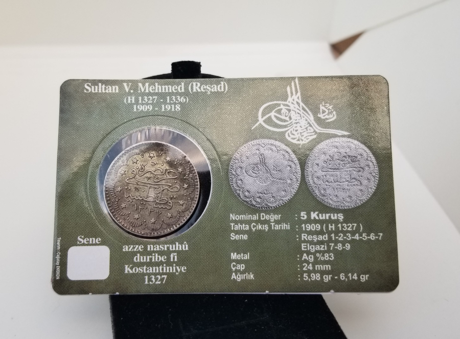 SULTAN MEHMET REŞAT HAN DÖNEMİ GÜMÜŞ 5 KURUŞ MECİDİYE