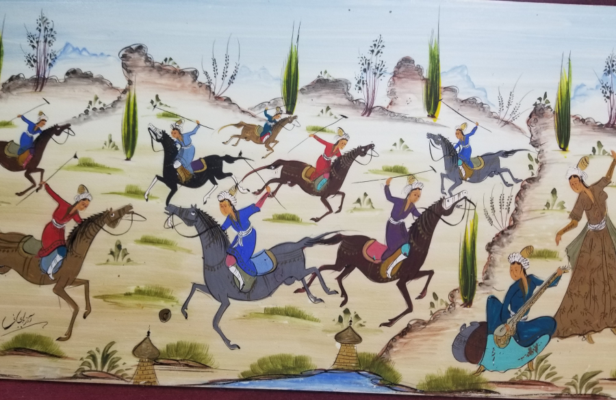 SANATÇI İMZALI EL BOYAMA MARKUTERİ ÇERÇEVESİNDE ANTİKA PANO