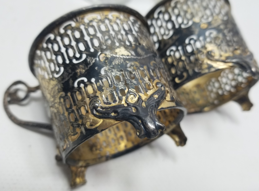 OSMANLI DÖNEMİ TUĞRALI GÜMÜŞ ÇİFT ŞERBETLİK