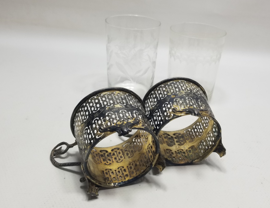 OSMANLI DÖNEMİ TUĞRALI GÜMÜŞ ÇİFT ŞERBETLİK