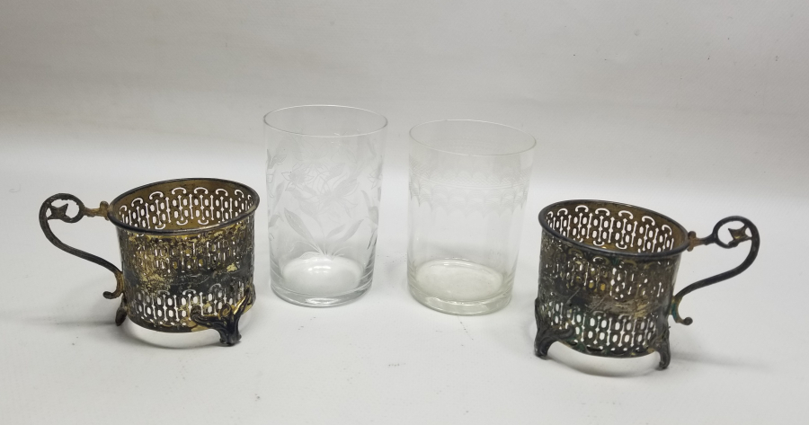 OSMANLI DÖNEMİ TUĞRALI GÜMÜŞ ÇİFT ŞERBETLİK