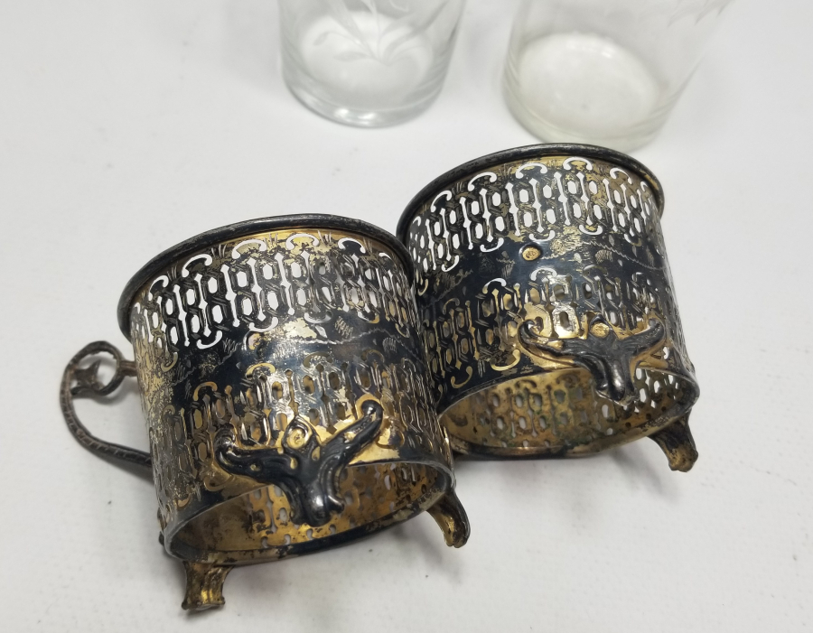 OSMANLI DÖNEMİ TUĞRALI GÜMÜŞ ÇİFT ŞERBETLİK