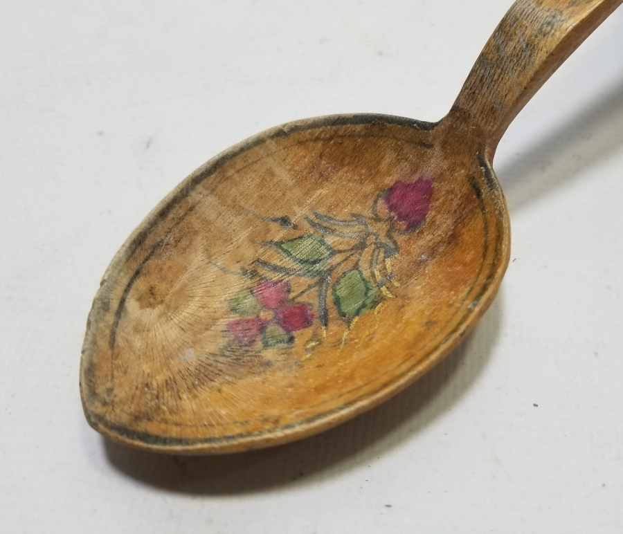 EL BOYAMA ANTİKA BALIKESİR YÖRESİ TAHTA KAŞIK