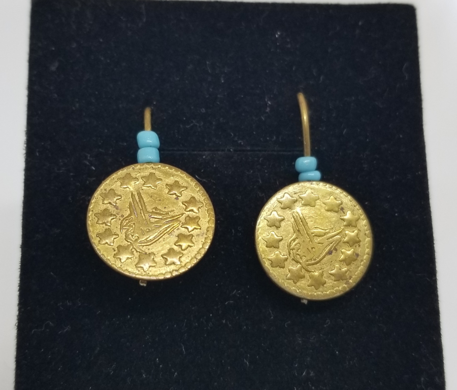 OSMANLI DÖNEMİ ALTIN KAPLAMA OPAL BONCUKLU KÜPE