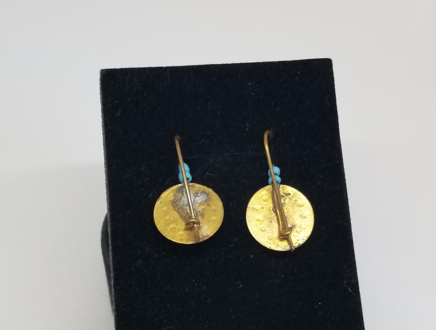 OSMANLI DÖNEMİ ALTIN KAPLAMA OPAL BONCUKLU KÜPE