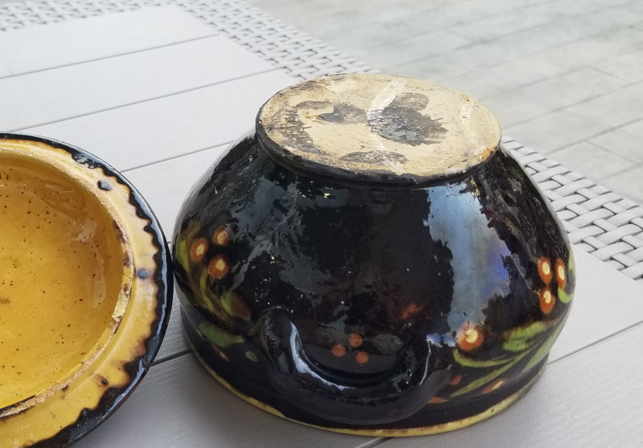 NADİR TİPTE İÇİ OSMANLICA YAZILI ÇANAKKALE BÜYÜK BOY KAPAKLI KASE