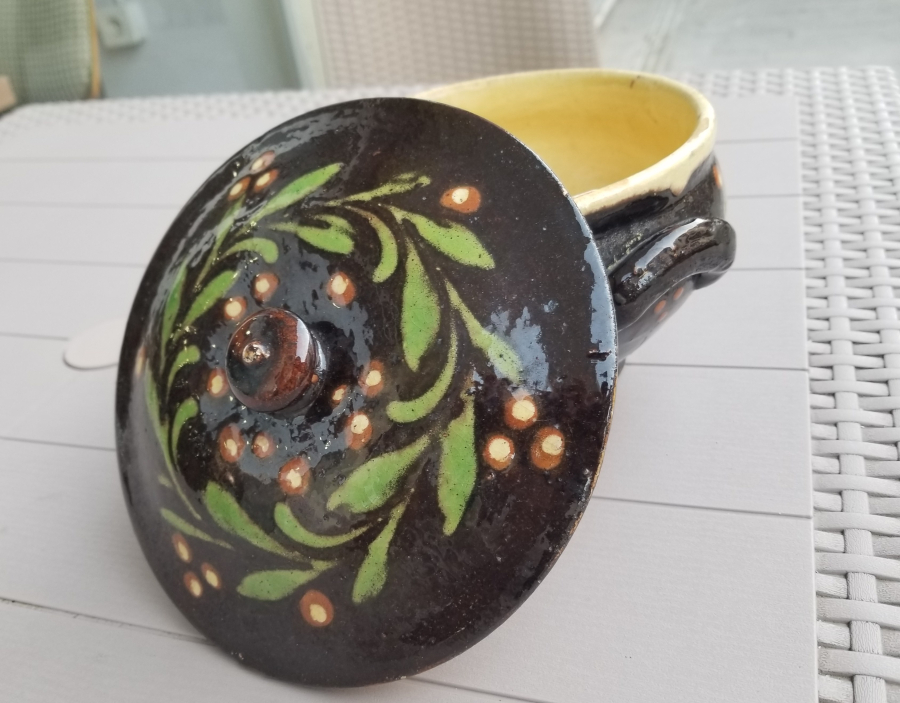 NADİR TİPTE İÇİ OSMANLICA YAZILI ÇANAKKALE BÜYÜK BOY KAPAKLI KASE