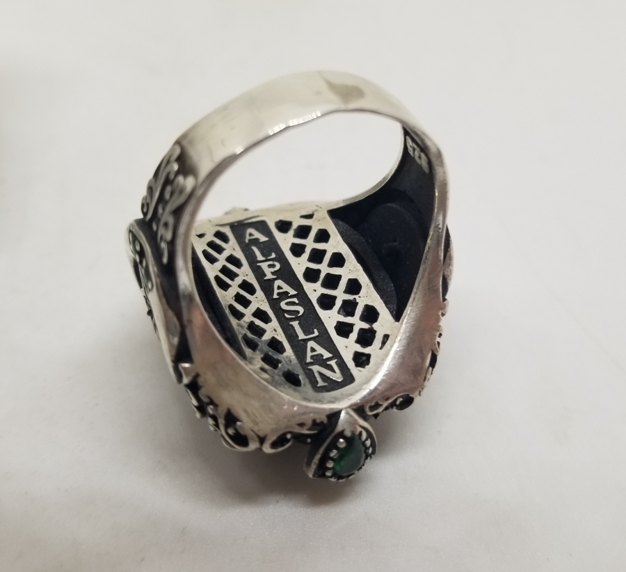 ÜZERİ AYETLİ VE MÜHRÜ SÜLEYMANLI ÖZEL YAPIM BÜYÜK BOY GÜMÜŞ YÜZÜK