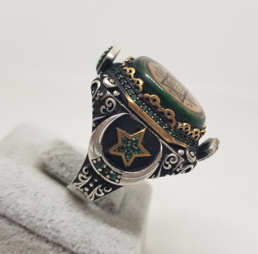 ÜZERİ AYETLİ VE MÜHRÜ SÜLEYMANLI ÖZEL YAPIM BÜYÜK BOY GÜMÜŞ YÜZÜK