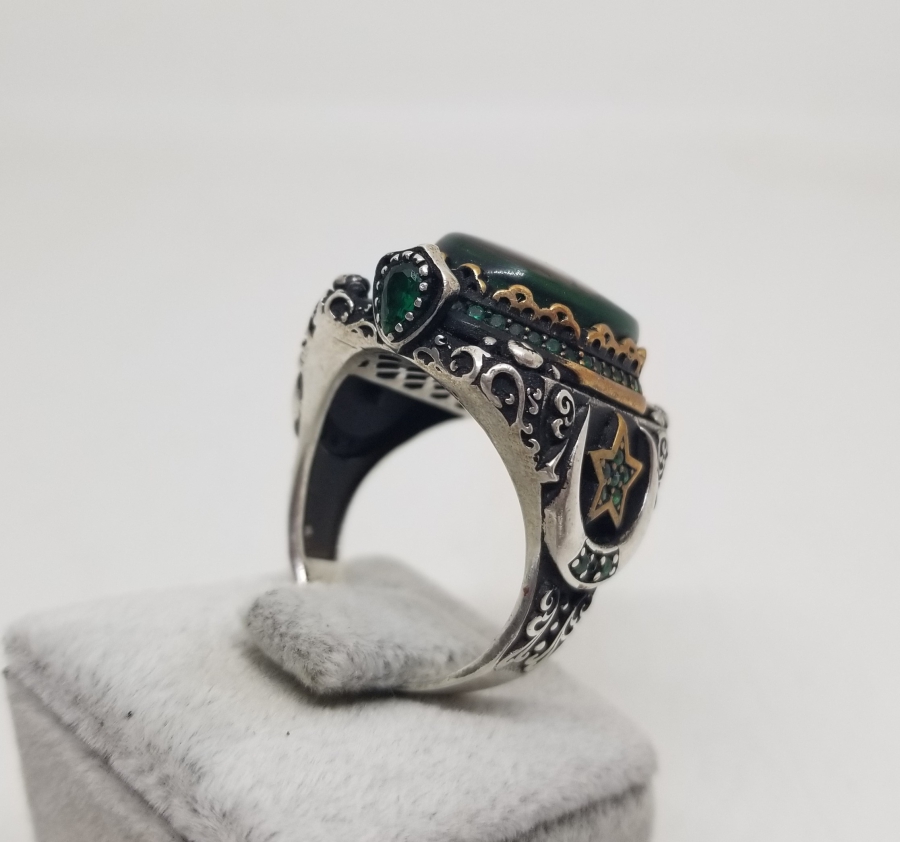 ÜZERİ AYETLİ VE MÜHRÜ SÜLEYMANLI ÖZEL YAPIM BÜYÜK BOY GÜMÜŞ YÜZÜK