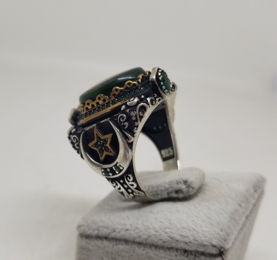 ÜZERİ AYETLİ VE MÜHRÜ SÜLEYMANLI ÖZEL YAPIM BÜYÜK BOY GÜMÜŞ YÜZÜK