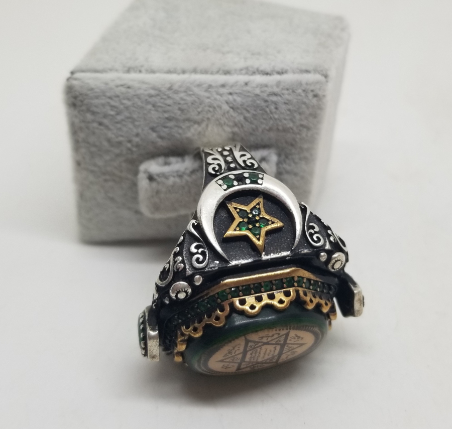 ÜZERİ AYETLİ VE MÜHRÜ SÜLEYMANLI ÖZEL YAPIM BÜYÜK BOY GÜMÜŞ YÜZÜK