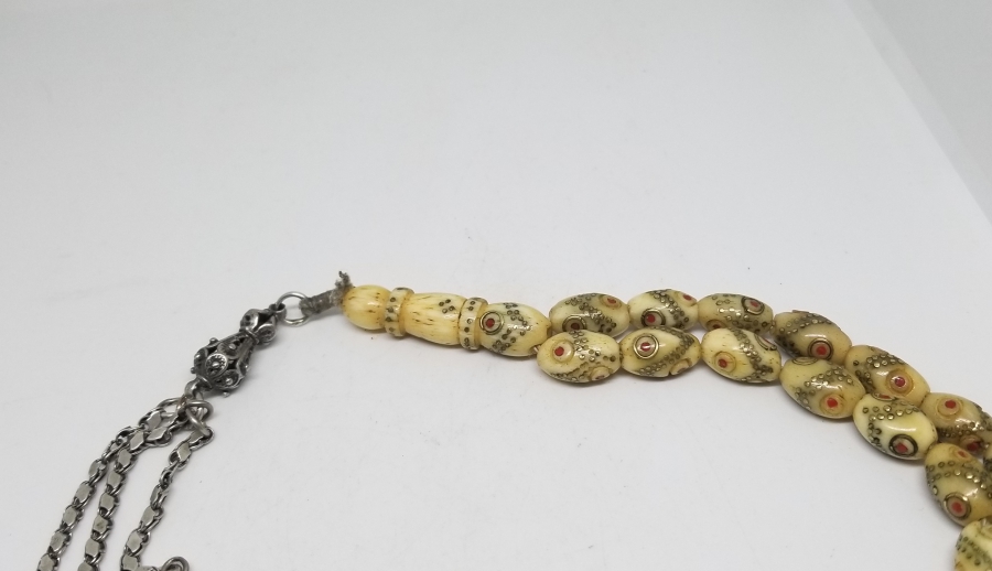 ÜZERİ İŞLEMELİ ÖZEL YAPIM OSMANLI KEMİK TESPİH