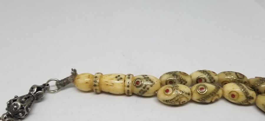 ÜZERİ İŞLEMELİ ÖZEL YAPIM OSMANLI KEMİK TESPİH