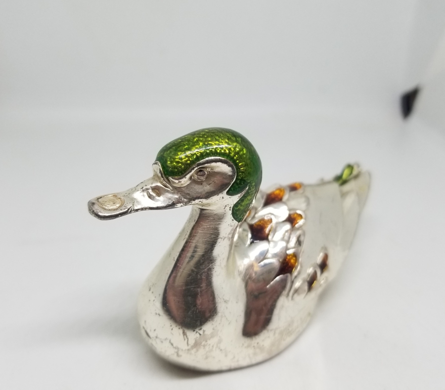 GÜMÜŞ KAPLAMA DEKORATİF ÖRDEK FİGÜRÜ