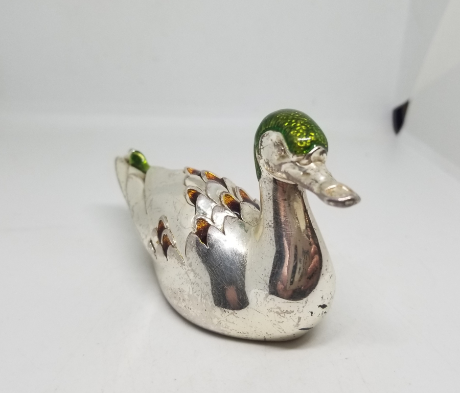 GÜMÜŞ KAPLAMA DEKORATİF ÖRDEK FİGÜRÜ