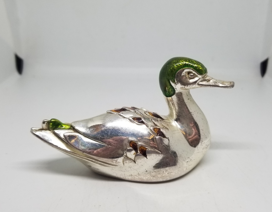 GÜMÜŞ KAPLAMA DEKORATİF ÖRDEK FİGÜRÜ