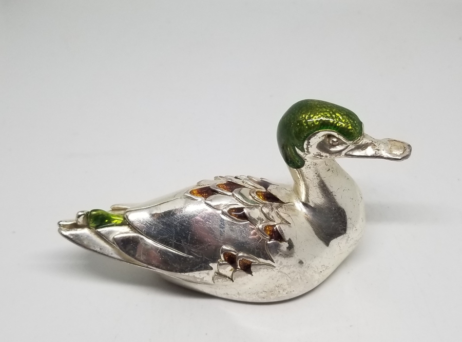 GÜMÜŞ KAPLAMA DEKORATİF ÖRDEK FİGÜRÜ