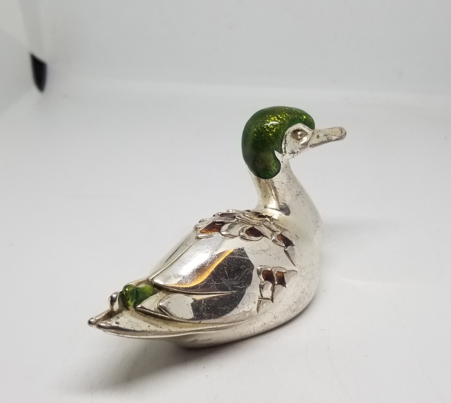 GÜMÜŞ KAPLAMA DEKORATİF ÖRDEK FİGÜRÜ