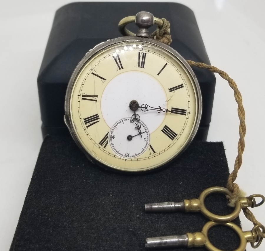 OSMANLI DÖNEMİ KURMALI GÜMÜŞ KASA RENKLİ KADRAN CEP SAATİ