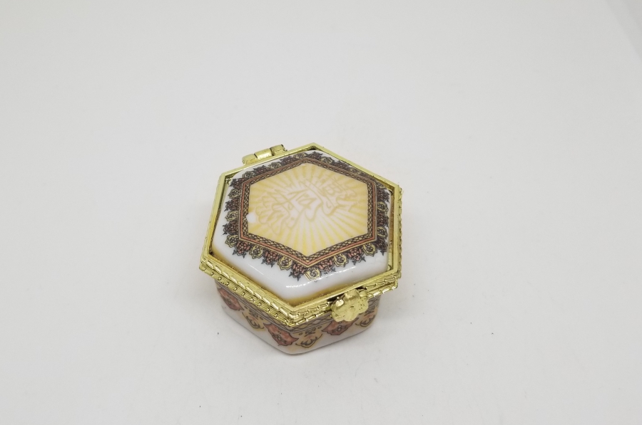 ÜZERİ YAZILI ANTİKA PORSELEN MÜCEVHER KUTUSU